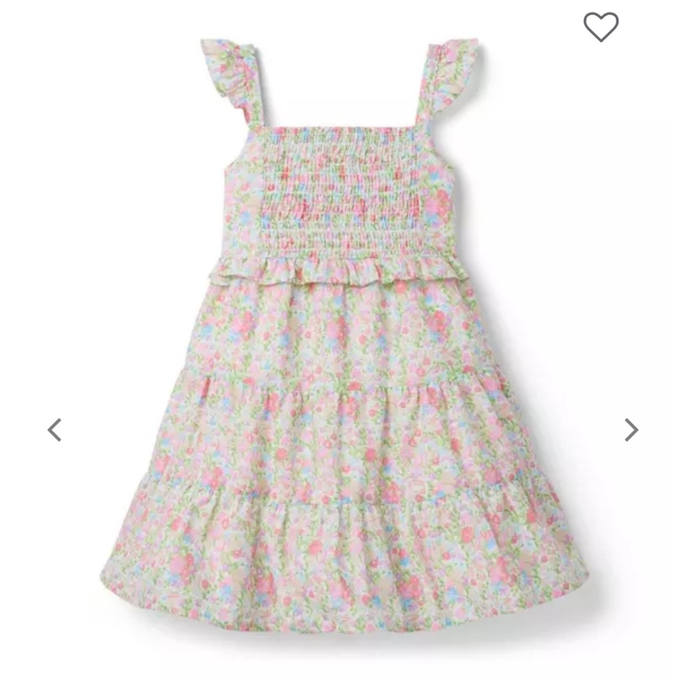 Janie and Jack Giselle Smocked Dress White Ditsy Floral size 3